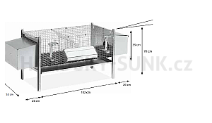 Dvoumístná klec pro králíky, s přepážkou, bez hnízd, na odstav