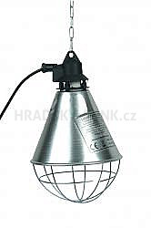 Infra lampa  bez  žárovky, 2m přívod s přepínečem stříbrná