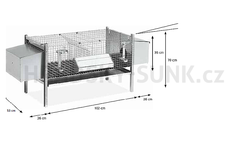 Dvoumístná klec pro králíky, s přepážkou, bez hnízd, na odstav