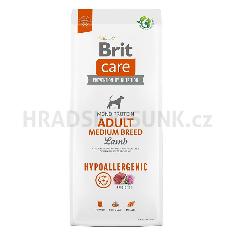 Brit Care 12kg Adult Medium Breed Hypoallergenic Lamb dog