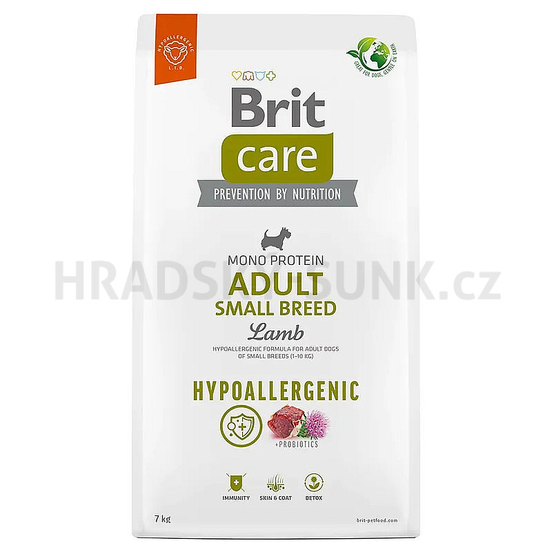 Brit Care Dog 7.0kg Hypoallergenic Adult Small Breed jehněčí s rýží