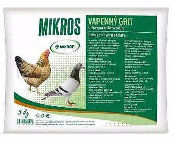 Vápenný grit - MIKROS 3 kg, stavba kostry, pevná skořápka