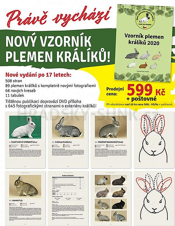 Vzorník plemen králíků, nový, 508 stran.