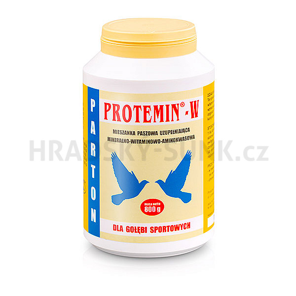 Protemin W obsahuje vitaminy, aminokyseliny, minerály, uhličitan vápenatý, laktoza, syrovátka a dextroza. 800g