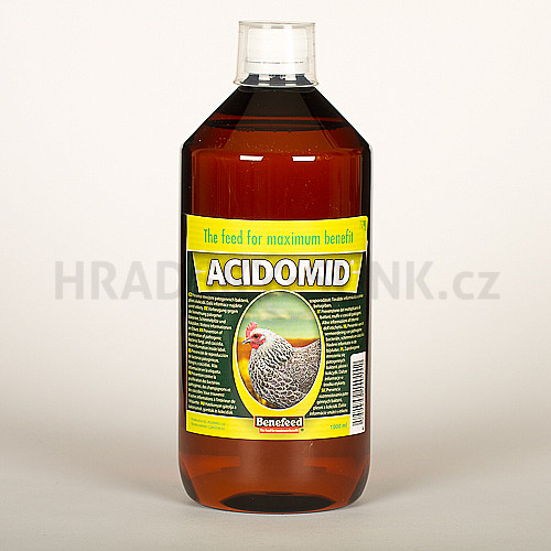 Acidomid drůbež- 1 litr, prevence kokcidií, bakterí a plísní.