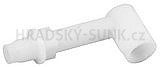 Plastové koleno k nipplu ukončeno závitem M10x1mm - 4 cm